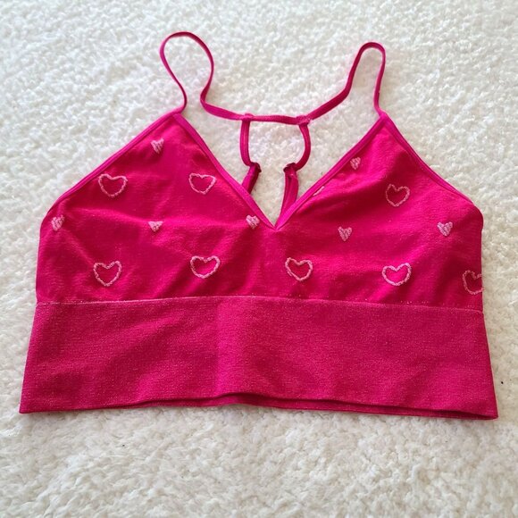 Anthropologie Other - by Anthropologie Jenny Seamless Bralette T-Back S/M Pink Hearts Adjustable NWOT